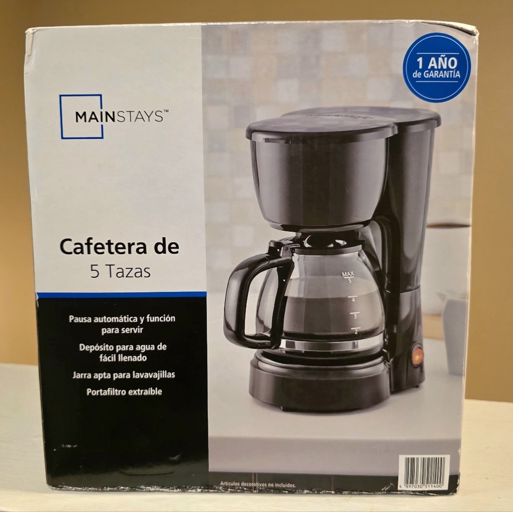 Mainstays Black Coffee Maker 5-Cup